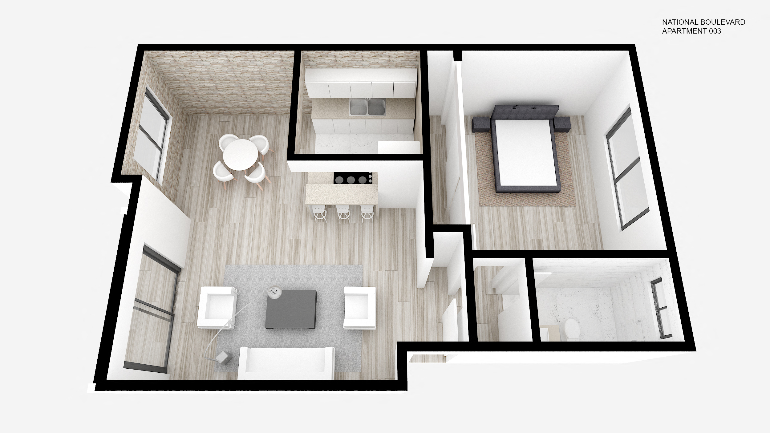 Floor plan for 1 bed, 1 bath, 798 sqft